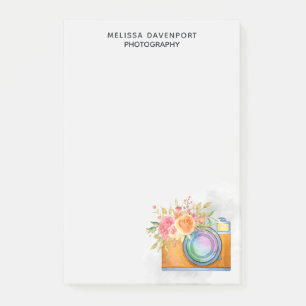 Boho Oranje Camera & Floral Bouquet Waterverf Post-it® Notes