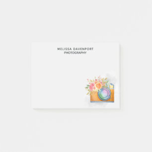 Boho Oranje Camera & Floral Bouquet Waterverf Post-it® Notes
