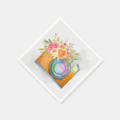Boho Oranje Camera & Floral Bouquet Waterverf Servet (Hoek)