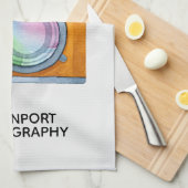 Boho Oranje Camera & Floral Bouquet Waterverf Theedoek (Quarter Fold)