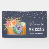 Boho Oranje Camera & Flowers Waterverf Welkom Spandoek (Horizontaal)