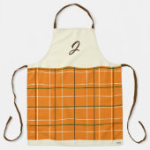 Boho Oranje Chocolade Crème Groene Grid Monogram Schort (Voorkant)