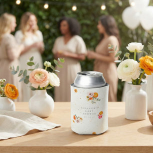 Boho Oranje Cottagecore Bloemachtige Baby Shower N Blikjeskoeler