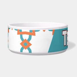 Boho Oranje en Blauwgroen geometrische Voerbakje