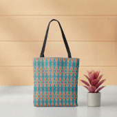 Boho oranje en turquoise door volksstammen geïnspi tote bag