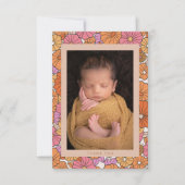 Boho Oranje Floral Two Photo Baby shower Message Bedankkaart (Voorkant)