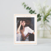 Boho Oranje Foto Wedding Save the Date Invitation Briefkaart (Staand voorkant)