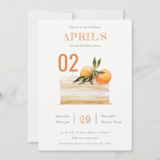 Boho Oranje Fruit Cake any Age Birthday Invite Bedankkaart (Voorkant)