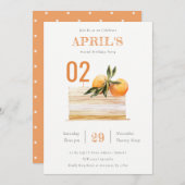 Boho Oranje Fruit Cake any Age Birthday Invite Bedankkaart (Voorkant / Achterkant)