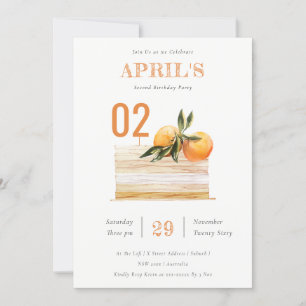 Boho Oranje Fruit Cake any Age Birthday Invite Bedankkaart