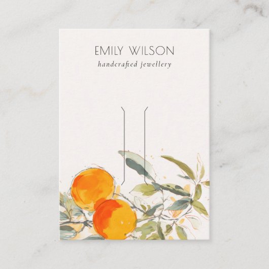 Boho Oranje Fruit Waterverf Haarspeld Clip Display Visitekaartje (Voorkant)