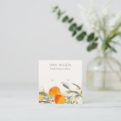 Boho Oranje Fruitige Waterverf Oorbel Stud Display Vierkante Visitekaartje (Staand voorkant)