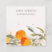 Boho Oranje Fruitige Waterverf Oorbel Stud Display Vierkante Visitekaartje (Voorkant)