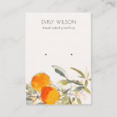 Boho Oranje Fruitige Waterverf Oorbel Stud Display Visitekaartje (Voorkant)