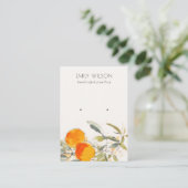 Boho Oranje Fruitige Waterverf Oorbel Stud Display Visitekaartje (Staand voorkant)