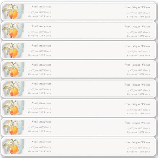 Boho Oranje gastenwrap rond adreslabel Sticker (Voorkant)