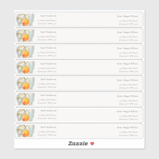 Boho Oranje gastenwrap rond adreslabel Sticker (Vel)