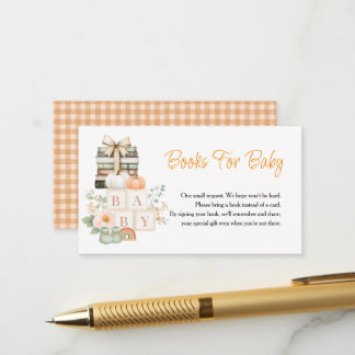 Boho Oranje Gingham Boeken Voor Baby Informatiekaartje