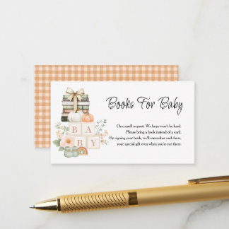 Boho Oranje Gingham Boeken Voor Baby Informatiekaartje