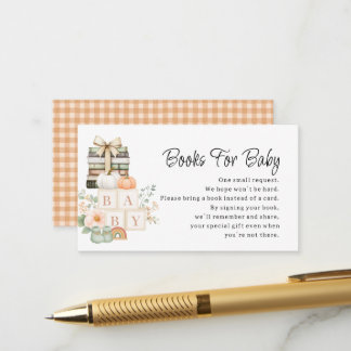 Boho Oranje Gingham Boeken Voor Baby Informatiekaartje