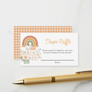 Boho Oranje Gingham Regenboog Luier Raffle Informatiekaartje