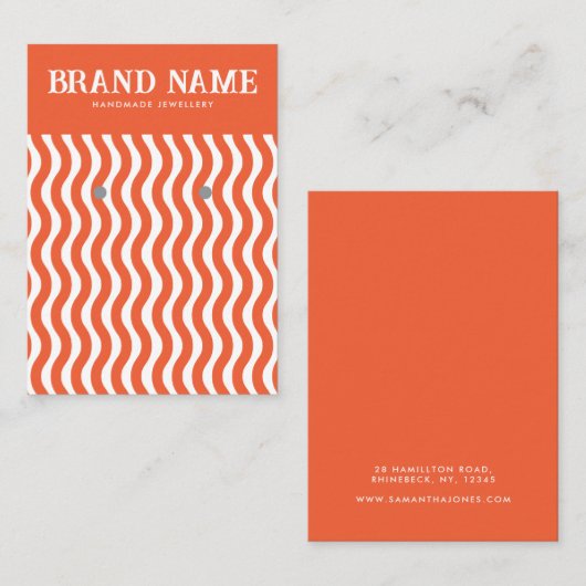 Boho  oranje golf Oorbellen Display Kaart Visitekaartje (Voorkant / Achterkant)
