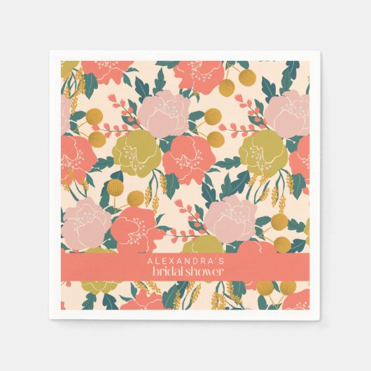 Boho Oranje Groen Botanisch Aangepast Vrijgezellen Servet (Voorkant)