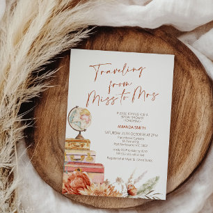 Boho Oranje Herfst Reizen Miss Mrs Vrijgezellenfee Kaart