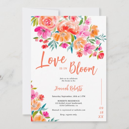 Boho oranje liefde is in bloei bloesem vrijgezelle kaart (Voorkant)