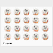 Boho Oranje pompoen Dank u Herfst Waterverf Ronde Sticker (Vel)