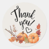 Boho Oranje pompoen Dank u Herfst Waterverf Ronde Sticker (Voorkant)