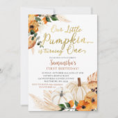 Boho Oranje Pumpkin Birthday Uitnodiging (Voorkant)