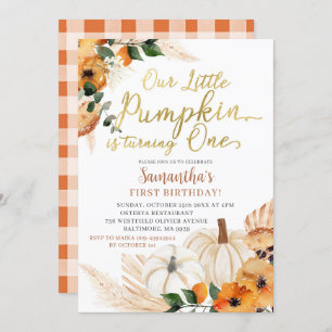 Boho Oranje Pumpkin Birthday Uitnodiging
