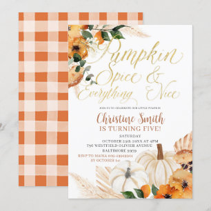 Boho Oranje Pumpkin Kind Birthday Invite Kaart