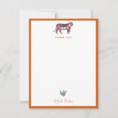 Boho Oranje Roze Jungle Tijger Script Notitiekaartje (Voorkant)
