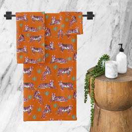 Boho Oranje Roze Jungle Tijgers Bad Handdoek