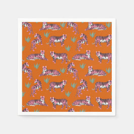 Boho Oranje Roze Jungle Tijgers Servet