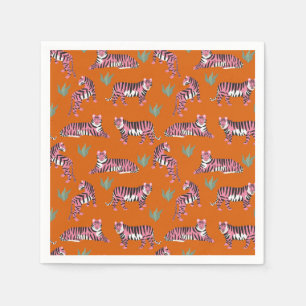 Boho Oranje Roze Jungle Tijgers Servet