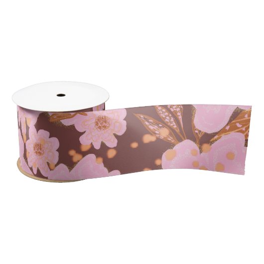 Boho Oranje Rust All Occasion Floral Satijnen Lint (Spoel)