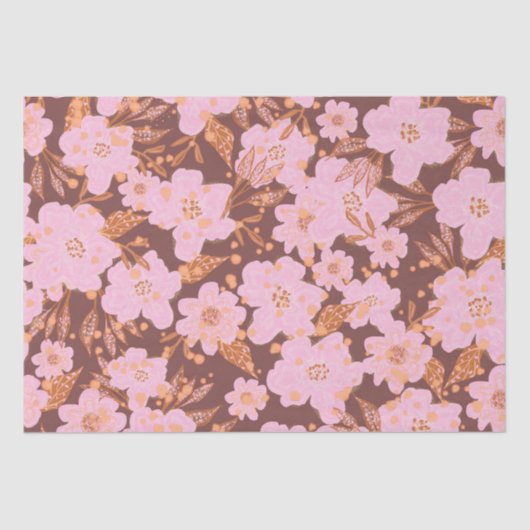 Boho Oranje Rust All Occasion Floral Tissuepapier (Voorkant)