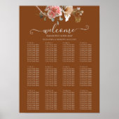 Boho Oranje Rust Fall Wedding Seding Chart Poster (Voorkant)