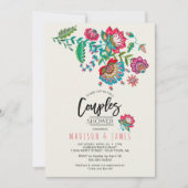 Boho Oranje stripe Folk Flowers | Kogelschoen Kaart (Voorkant)