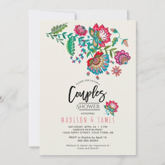 Boho Oranje stripe Folk Flowers | Kogelschoen Kaart (Voorkant)