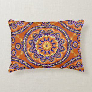 Boho Oranje Tile Design Accent Kussen