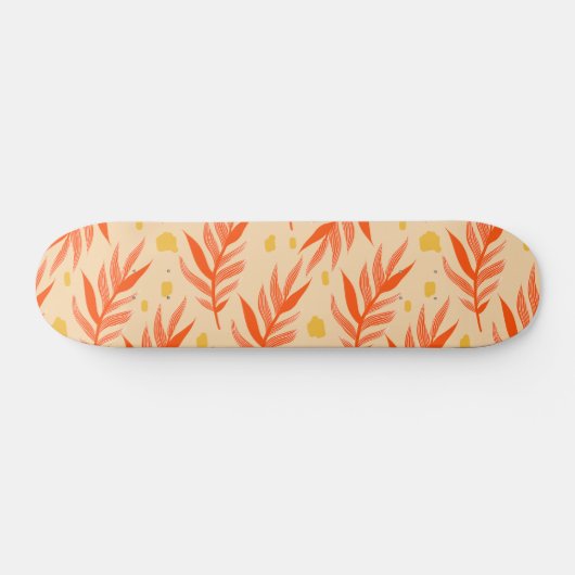 Boho Oranje Tropisch Leidt Oerwoud Plant esthetisc Persoonlijk Skateboard (Horizontaal)