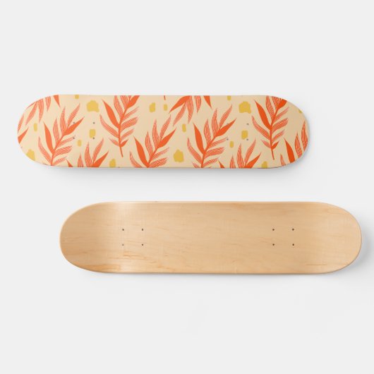 Boho Oranje Tropisch Leidt Oerwoud Plant esthetisc Persoonlijk Skateboard (Horizontaal)