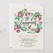 Boho Oranje & Turquoise streep Bloem Bruiloft Kaart (Voorkant)
