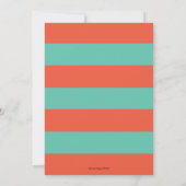Boho Oranje & Turquoise streep Bloem Bruiloft Kaart (Achterkant)