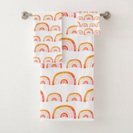 Boho Oranje Waterverf Rainbow-patroon Bad Handdoek