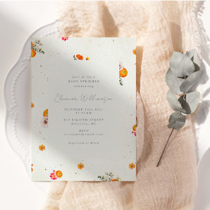 Boho Oranje Wilde Bloem Florale Baby Sprinkle Show Kaart